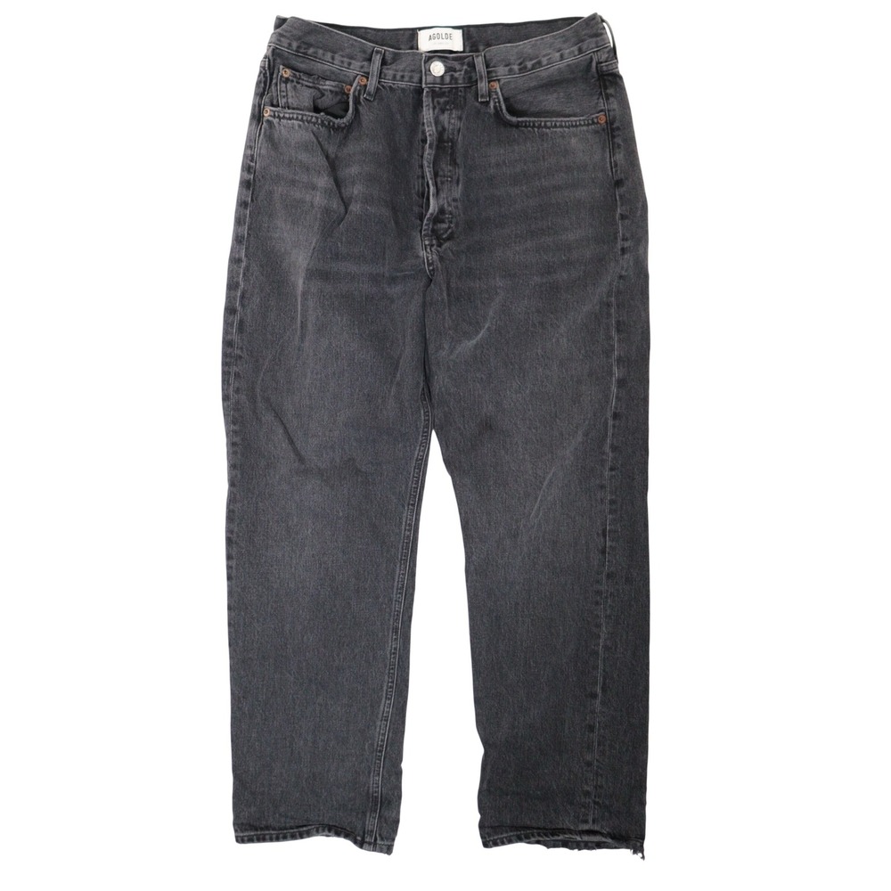 AGOLDE 90s Jeans Mid Rise Loose Straight Leg Rigid Black Cotton Women 29 EUC
